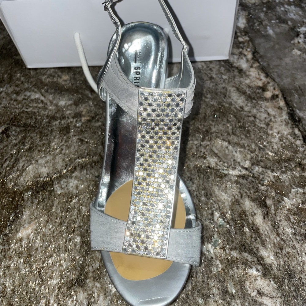 Silver with rhinestone high-heels
